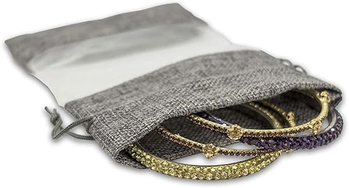 Miniatura 3 de TheDisplayGuys For Your Modern Living Paquete de 12 bolsas de regalo medianas de lino, arpillera y organza con cordones (5x7 pulgadas, gris) -