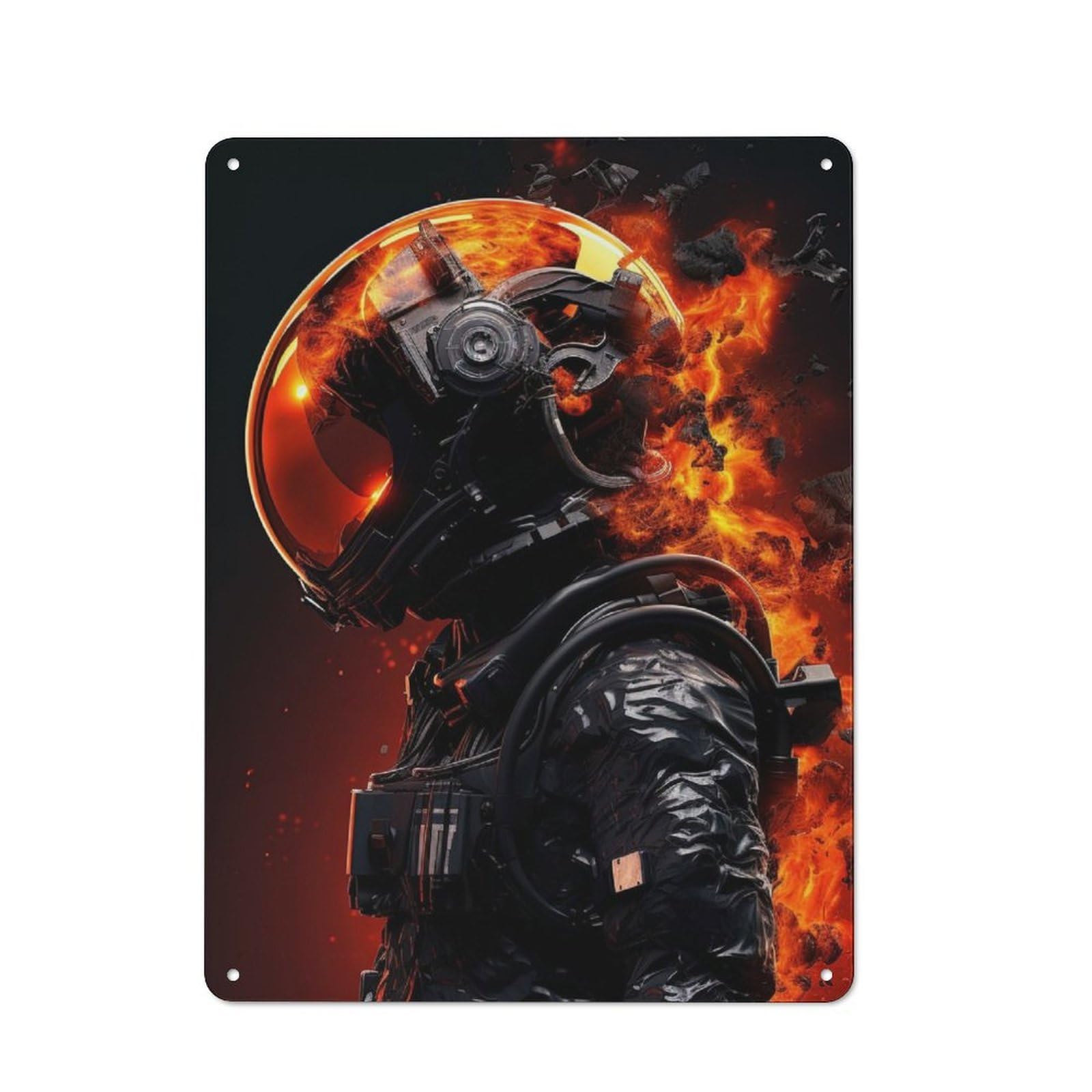 Junmoney Dissolving Astronaut Printed Metal Sign 40X30cm For Pub Or Café, With Clear Industrial Wall Decor Character
