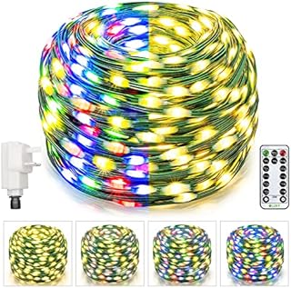 Ollny Outdoor Christmas Tree Lights - 25M 200LED Christmas Fairy Lights Mains Powered with 11 Light Modes IP67 Waterproof String Lights Plug in for Outside Indoor Garden Xmas Tree Decorations