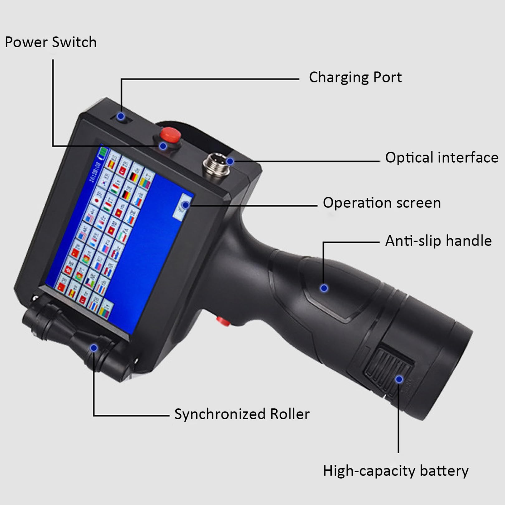 IINCOOY Handheld Printer Portable Inkjet Printer Inkjet Code Printer with 4.3 Inch LED Touchscreen Quick-Drying Ink