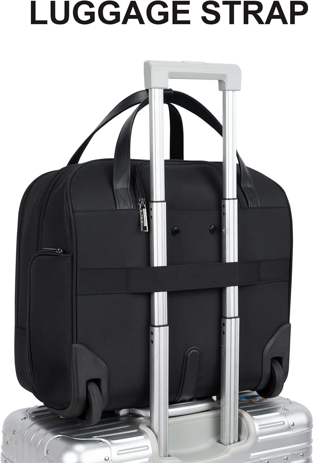 EMPSIGN Rolling Laptop Bag Women with Wheels, Briefcase for Women Fits Up to 15.6 Inch Laptop Briefcase on Wheels, Water-Repellent Overnight Rolling Computer Bag with RFID Pockets, Black - Image 6