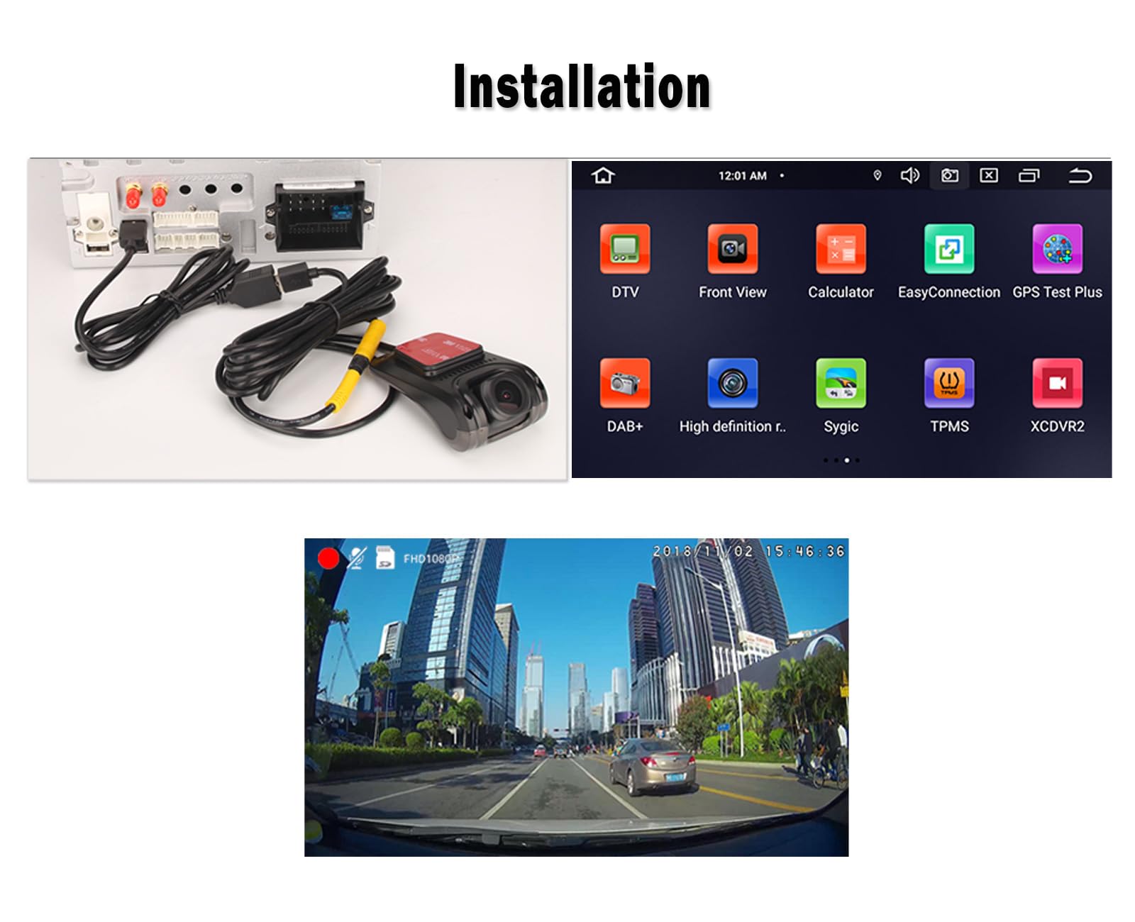 Erisin Dash Cam Impermeabile 150° HD 1080P Dash Camera DVR Registratore Auto per Android Autoradio Visione Notturna Auto USB DVR Registratore Video con Assistenza alla Guida Supporto Max 128GB