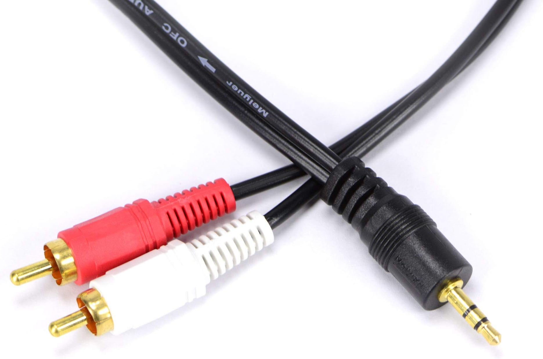 Nanotek 3.5mm Stereo Male Plug to Dual RCA Male Plugs Audio Extension Cable- Black