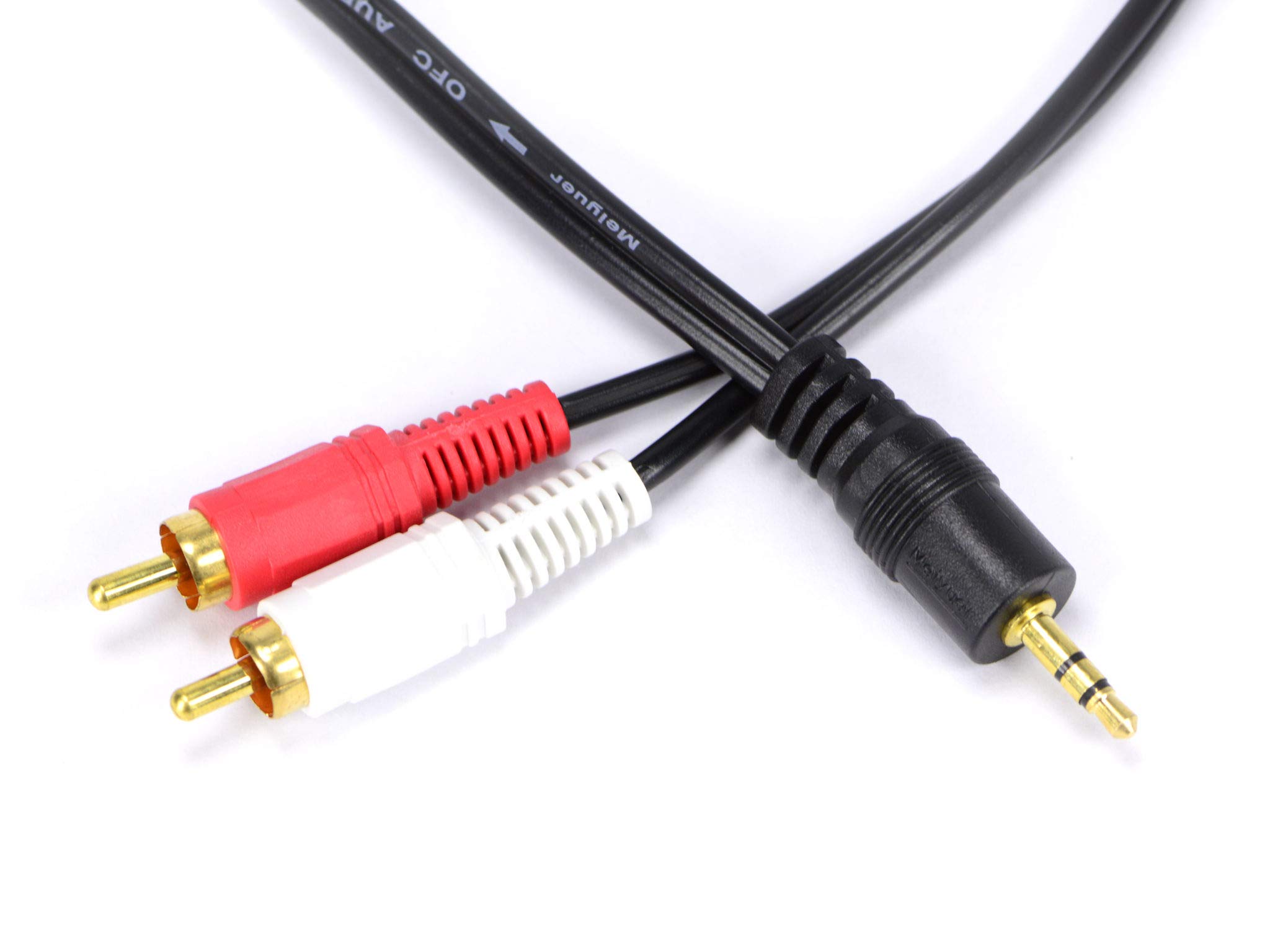 Nanotek3.5mm Stereo Male Plug to Dual RCA Male Plugs Audio Extension Cable- Black