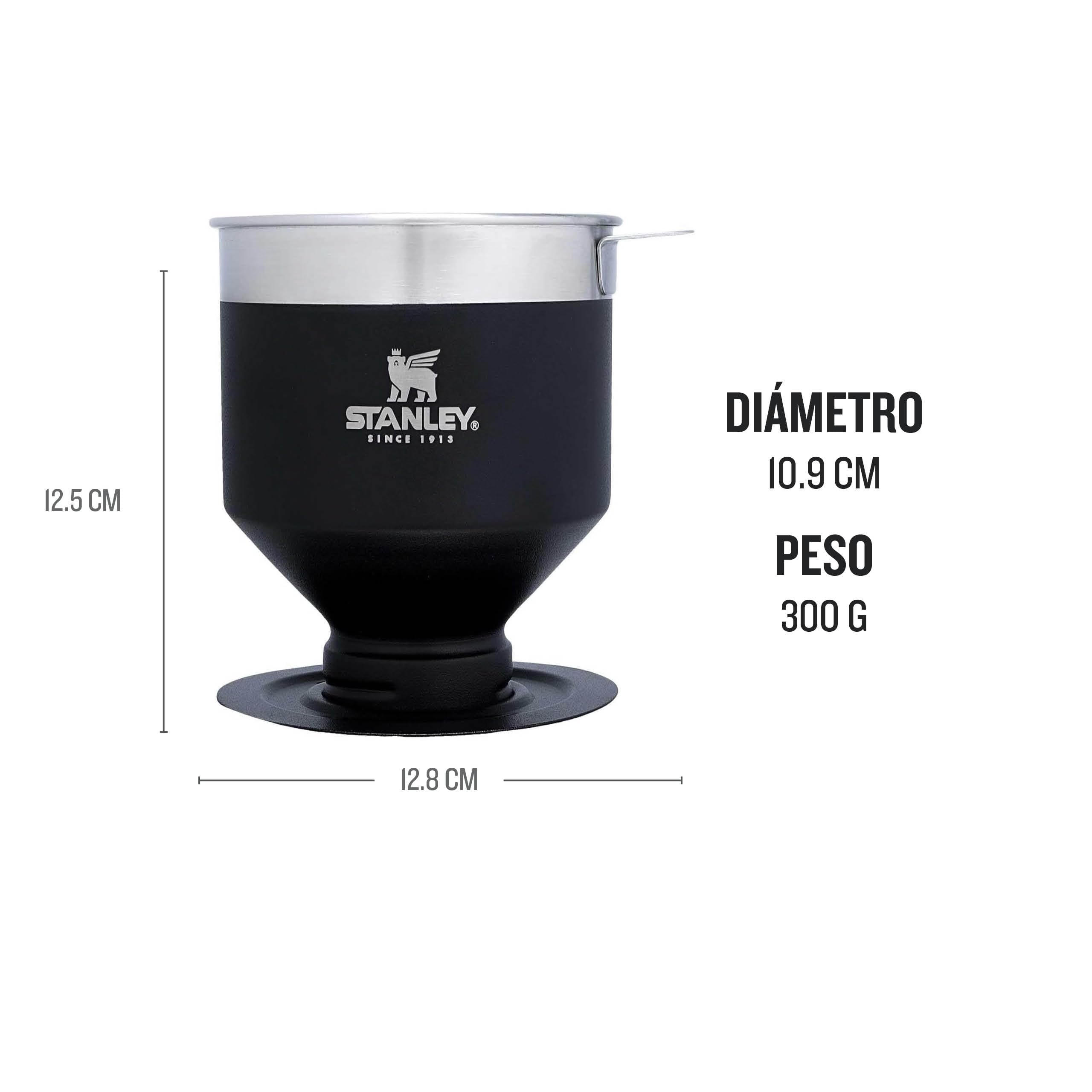 Stanley 1913 Perfect Brew Pour Over Filtro Cafe - Matte Black | 1 a 6 Tazas - Filtro de Café Reutilizable - Mini Cafetera Portátil - Sin BPA - Cafetera de Goteo de Acero Inoxidable