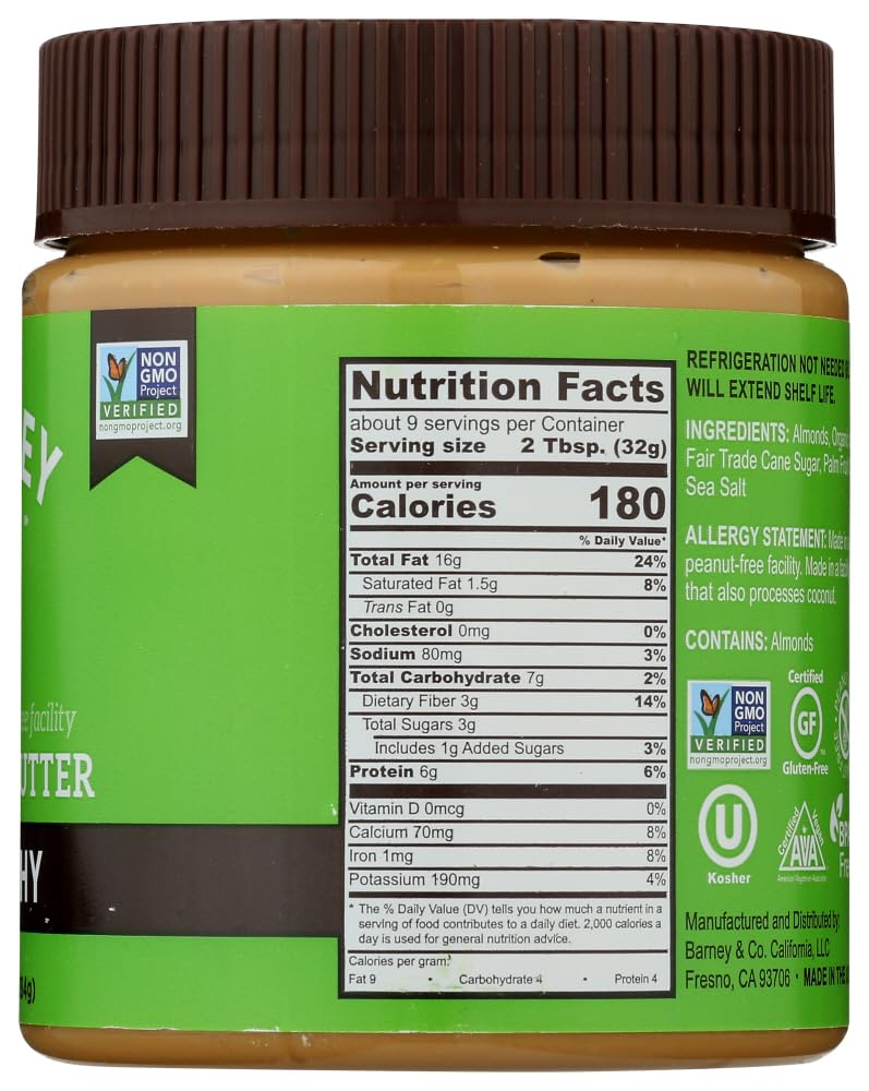 Barney Butter Bare Almond Butter, Crunchy, 3 Count