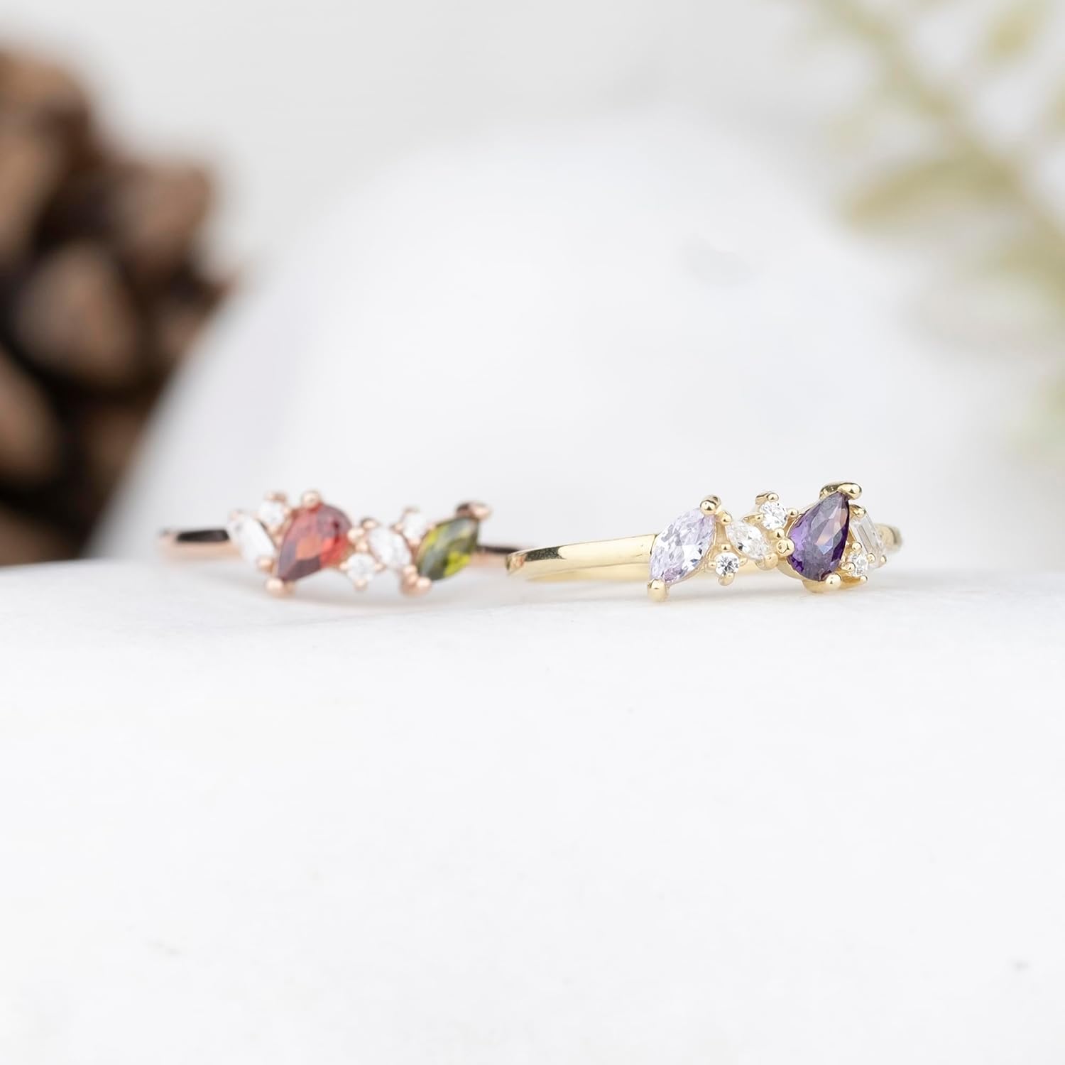 Sterling Silver Ring, Marquise Cut Birthstone Ring, Pear Cut Birthstone, Minimal Baguette Diamond Ring, Christmas Gift For Her, Mothers Day Gift