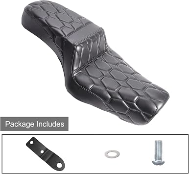 2up seat Fit Harley Sportster XL883N X48 2.0-3.3GAL Black-Hexagon