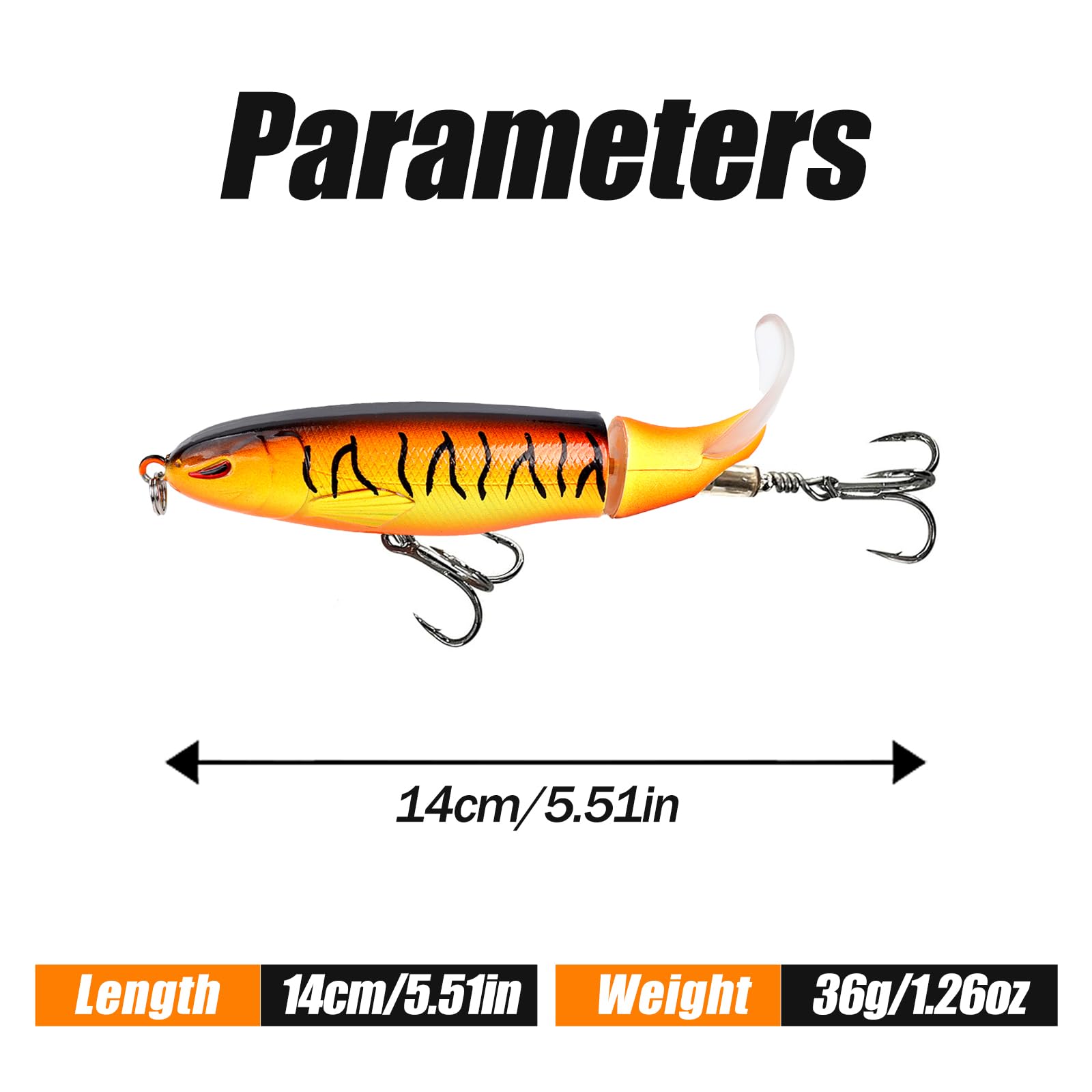 Señuelos Topwater para la Pesca de lubinas con Cola de hélice Crankbaits para lubinas truchas y lucios Agua Dulce Agua Salada 5 Unidades FS/YE-04
