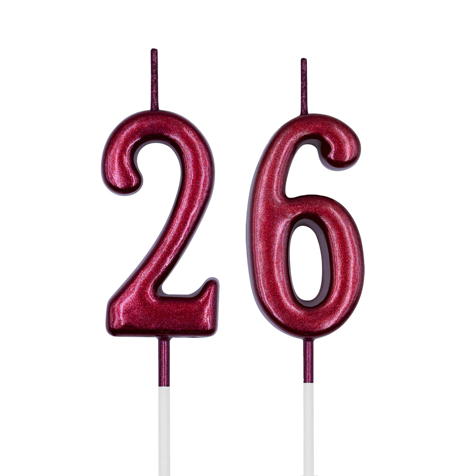 Amazon.com: 26th & 62nd Birthday Candles, Red Number 26 62 Candle