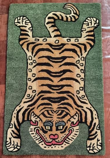 Tiger Rugs 3x5 Feet Skin Shape Rugs Décor Carpet Handmade Tufted 100% Woolen Tibetan Rug Animal Carpets for Room & Bedroom by Modern Carpet