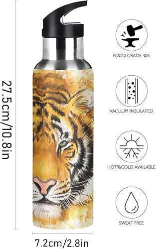 Vista 56 de París - Botella de agua para niños con tapa con pajilla, diseño de la Torre Eiffel París, botella de agua aislada de acero inoxidable a prueba