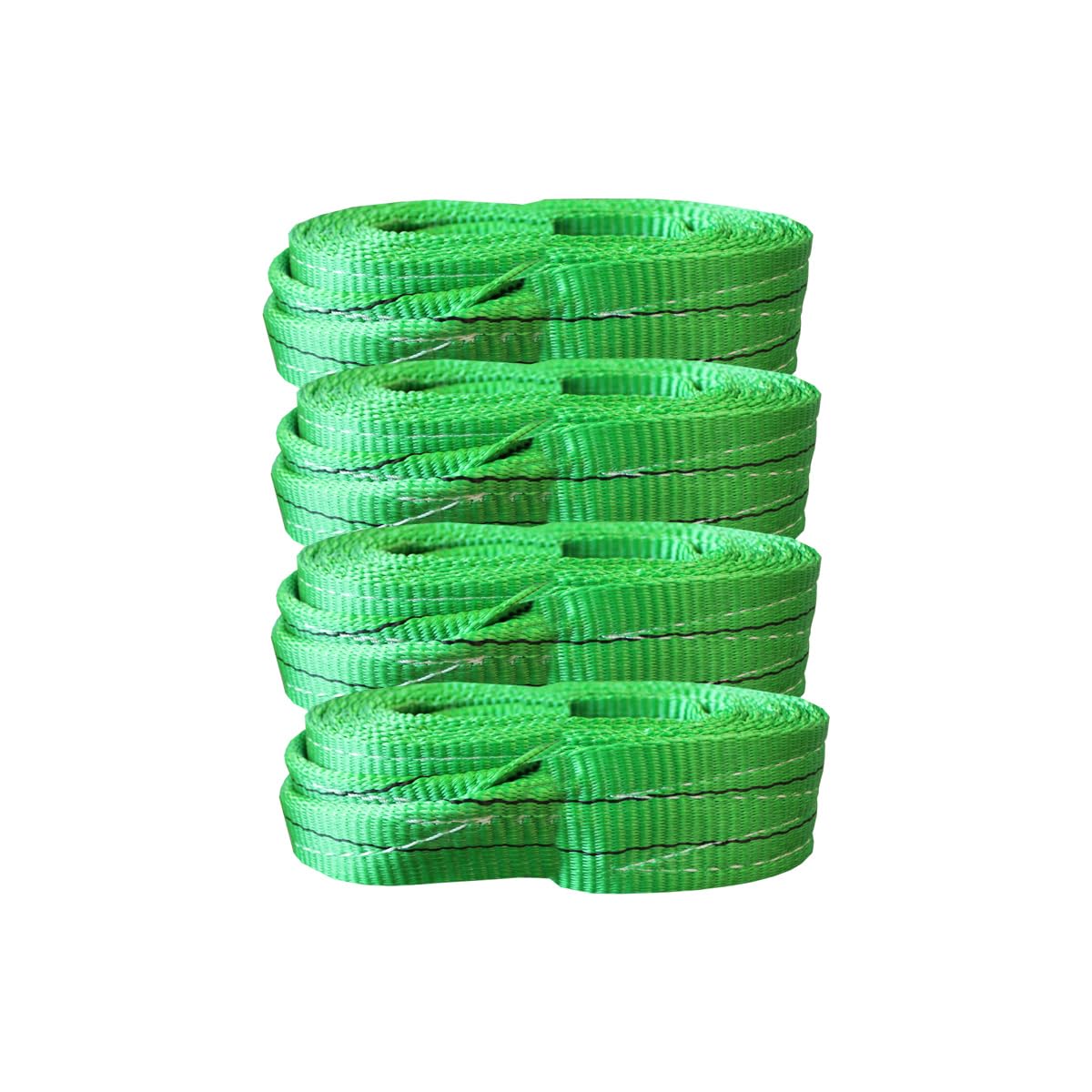 Set di 4 Fasce di Sollevamento in Nylon Verde, Portata 2000 kg, Lunghezza 5 Metri