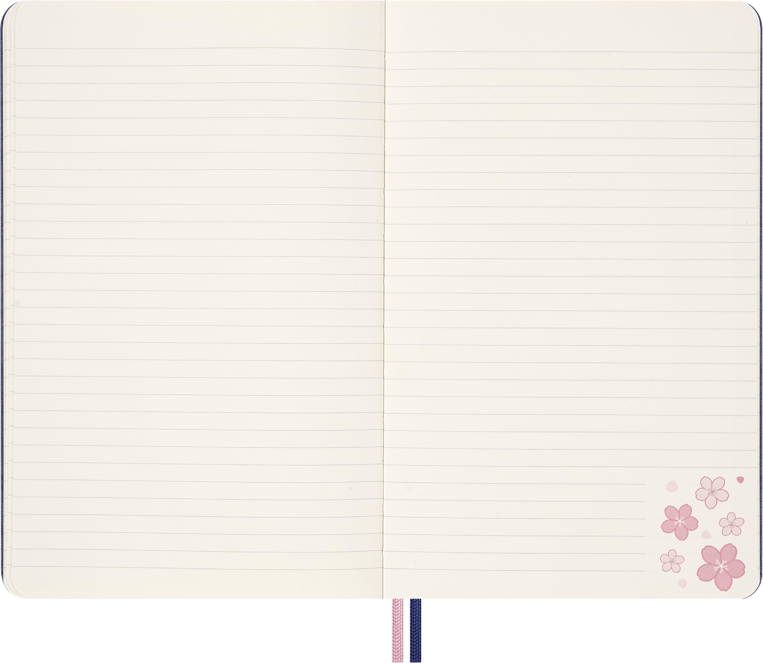 Moleskine Notizbuch Sakura, Liniertes Notizbuch, Fester Leineneinband und Gummiband zum Verschließen, mit Grußkarte und Aufkleber,Größenformat 13 x 21 cm