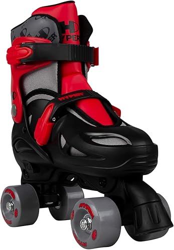 Miniatura 4 de Hyper Youth Boys - Patines ajustables 2 en 1 para niños, rojo/gris, se convierten entre en línea y cuádruple para una diversión versátil, ajuste de