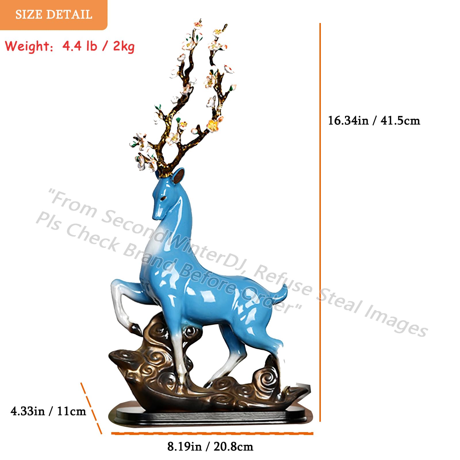 Amazon.co.jp: SecondWinterDJ 磁器 シカ鹿像 セラミックフィギュア