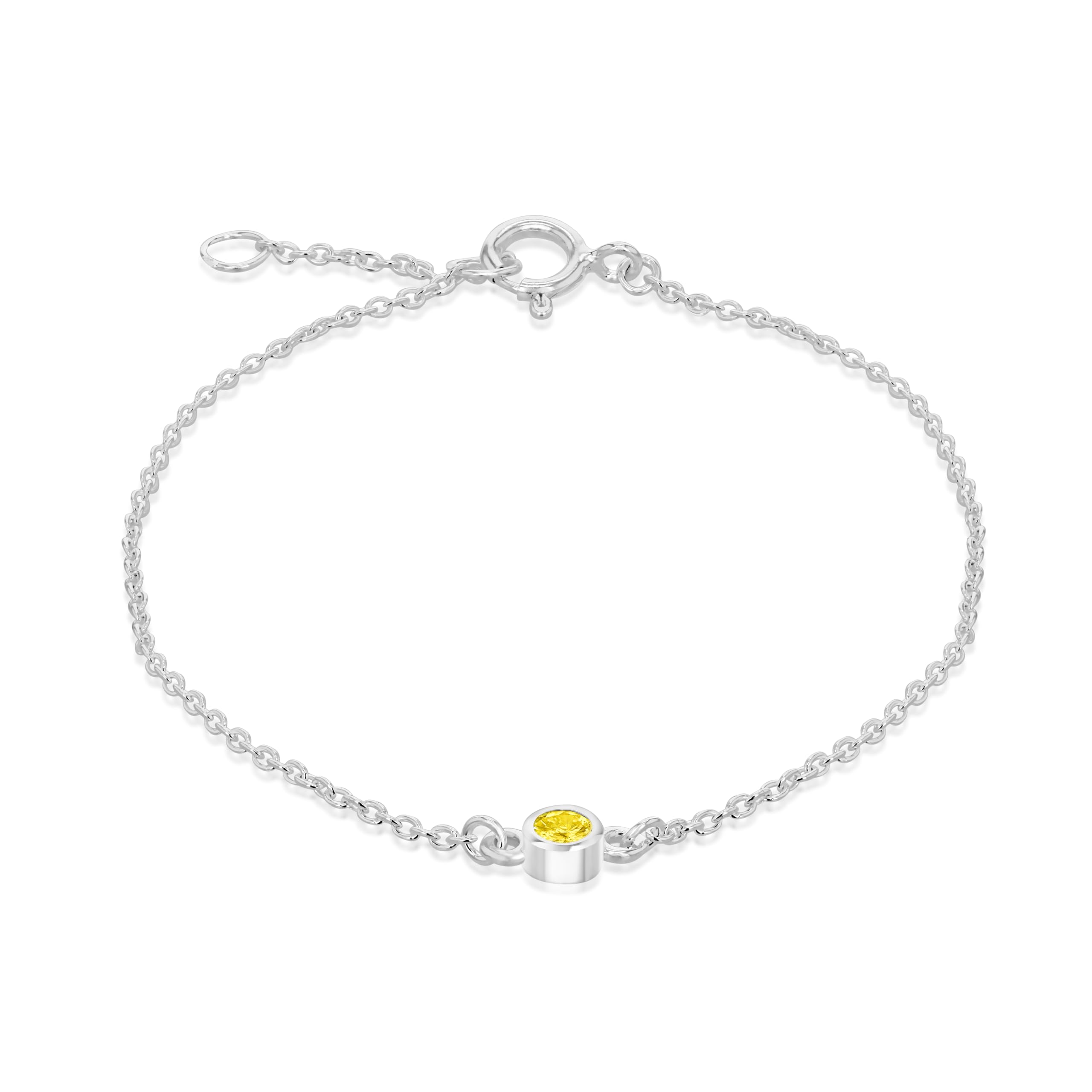 Amazon Essentials Sterling Silver Yellow CZ November Birthstone Adjustable Bracelet 16cm/6.25"-18cm/7"