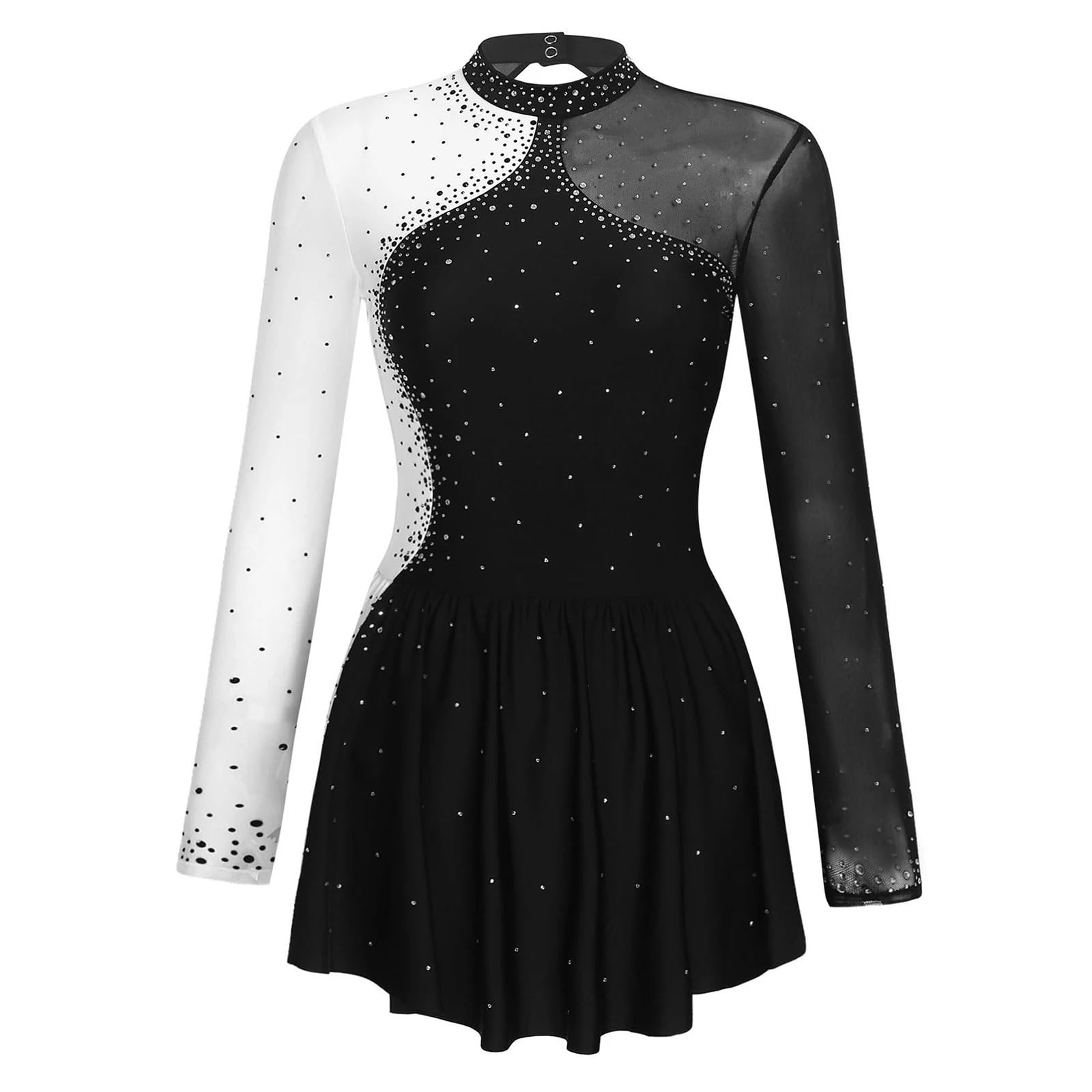 Vestidos De Patinaje Artístico Vestido Largo con Volantes y pedrería Brillante for Mujer, Ideal for Gimnasia, Patinaje artístico, Ballet Danza lírica