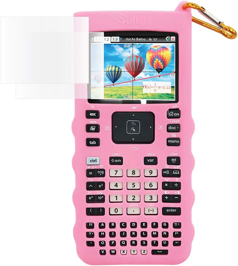 Sully Silicone Skin for Ti Nspire CX/CX CAS Handheld (Pink) w/Screen Protector - Silicon Cover Case for Ti-Nspire CX Hand held Graphing Calculator - Protective & Anti-Scretch Skins & Screen Covers