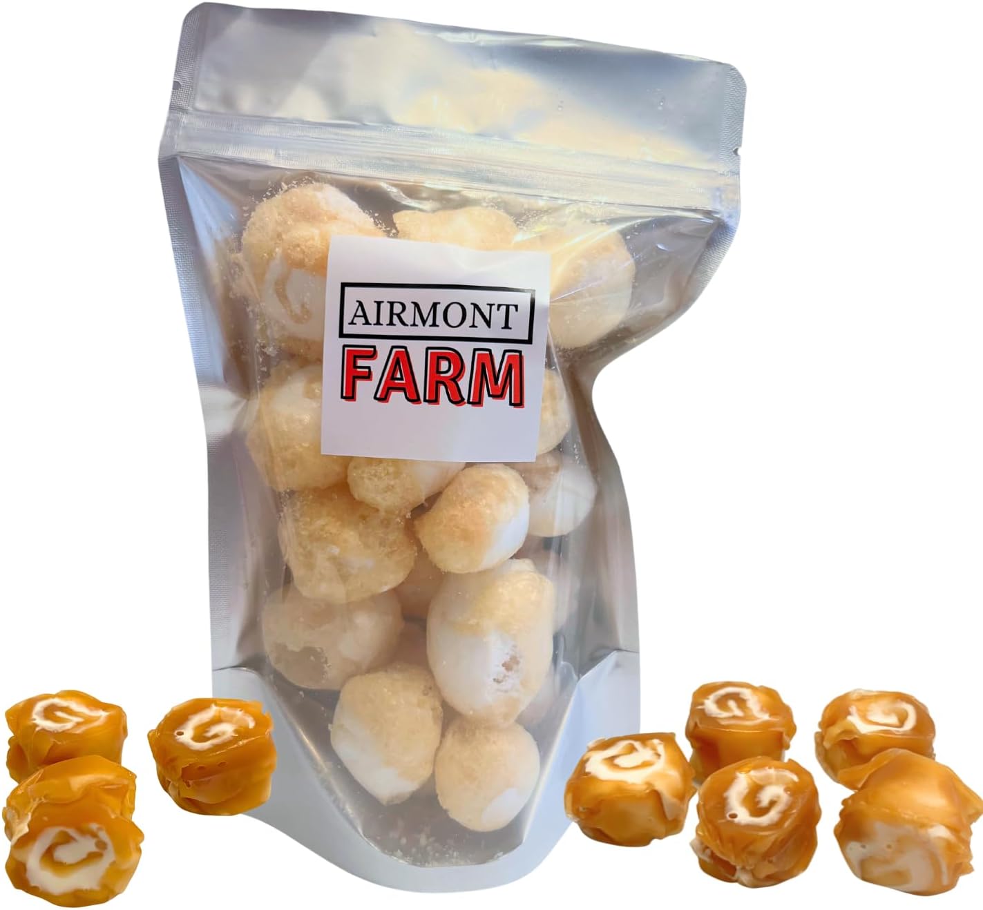 Freeze-Dried Candy Salt Water Taffy 2 oz - Cut To Bite Sized Pieces - Ships In Box - Deliciously Crunchy, Intense Flavor, Lightweight Snack (Caramel Swirl)