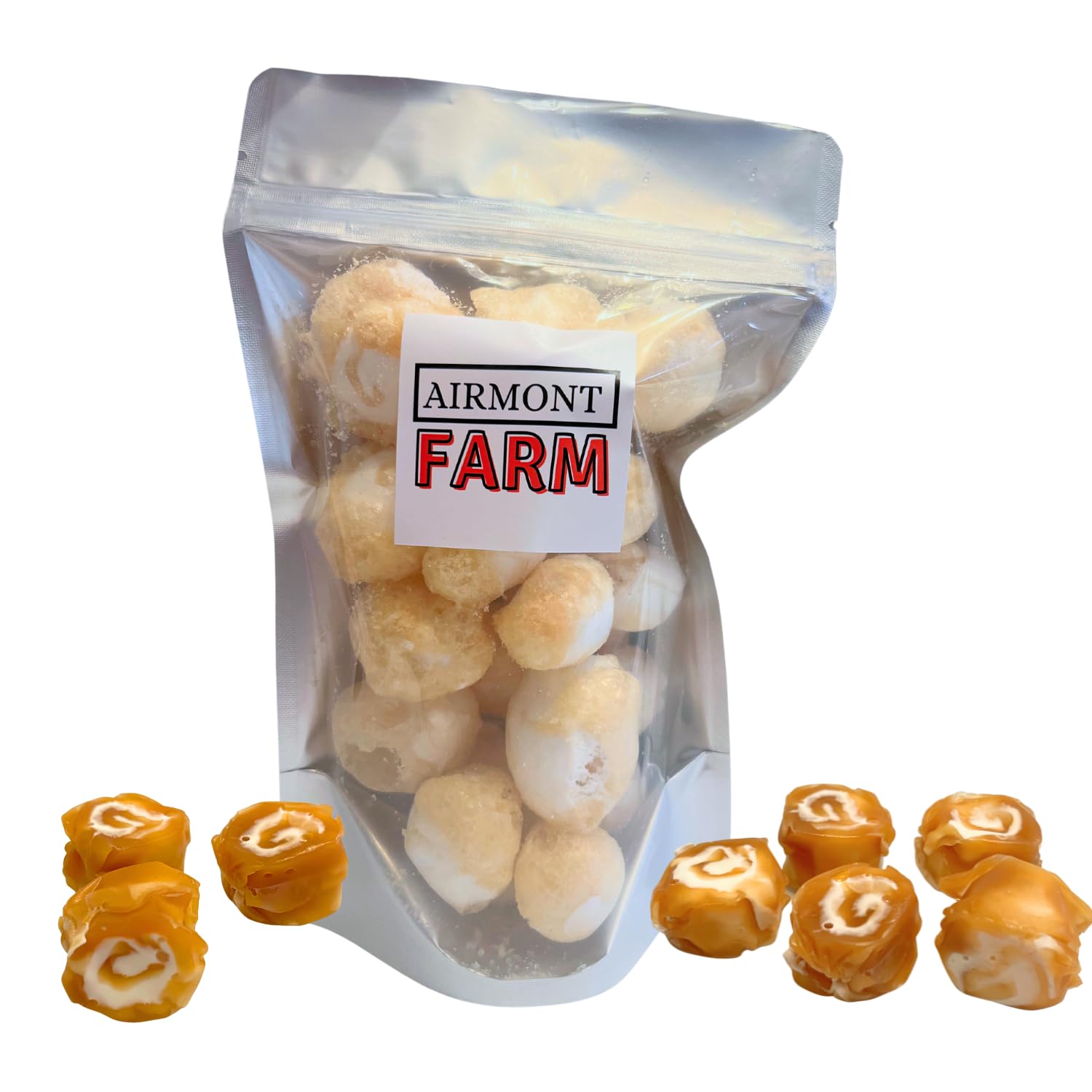 Freeze-Dried Candy Salt Water Taffy 2 oz - Cut To Bite Sized Pieces - Ships In Box - Deliciously Crunchy, Intense Flavor, Lightweight Snack (Caramel Swirl)