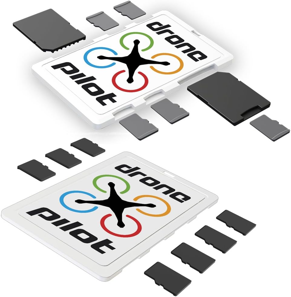 DiMeCard-SD & micro8 Drone Pilot microSD + SD Memory Card Holders Combo Pack (Ultra Thin Credit Card Size Safe Storage case Organizer for DJI Phantom Drone Quadcopter Extreme Sports Action cams