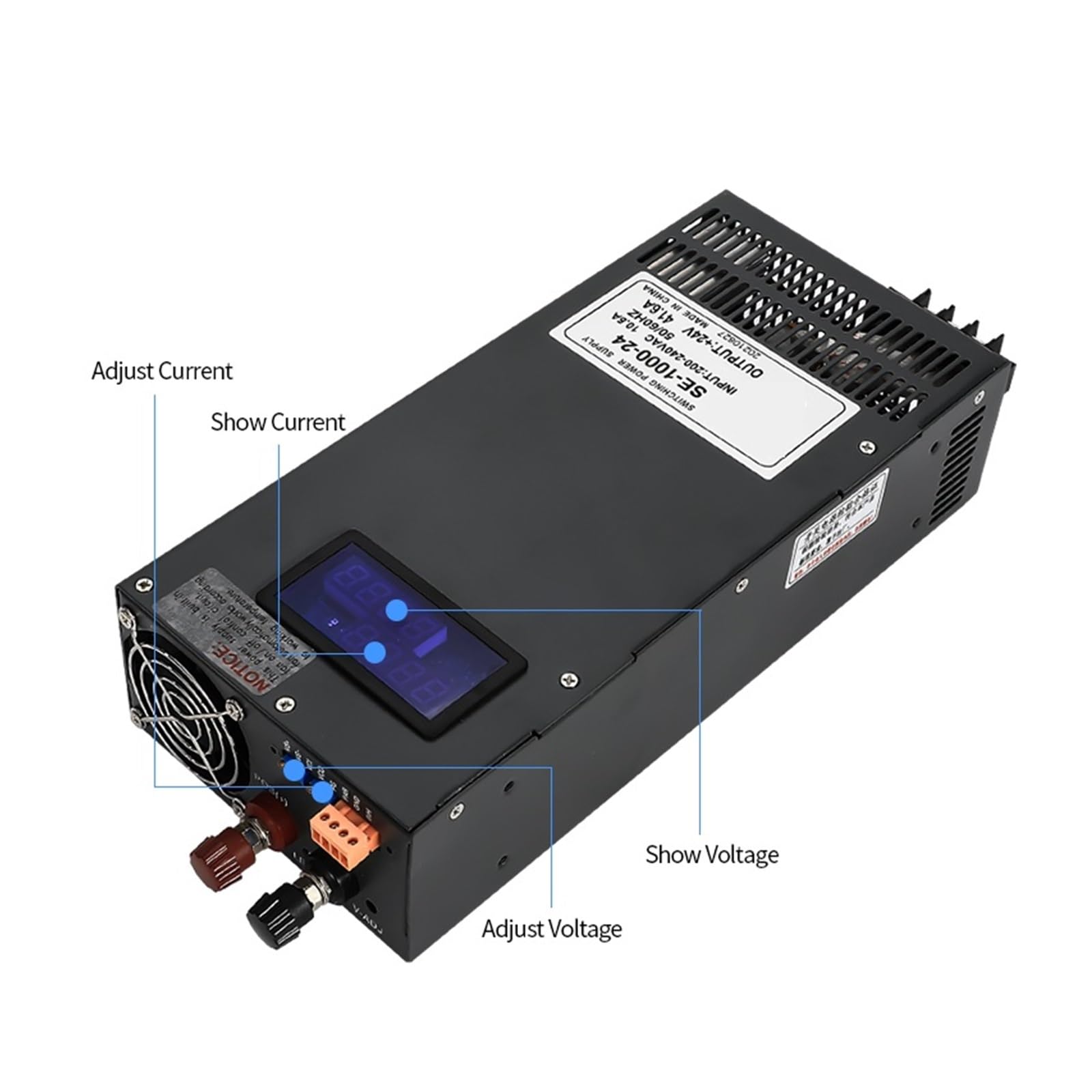 1000 W DC Zasilacz Impulsowy 0-12 V 15 V 24 V 36 V 48 V 60 V 80 V 300 V AC Do DC Cyfrowy Wyświetlacz Regulowany Sterownik Transformatora Wszechstronny i wydajny(0-100V 0-10A)