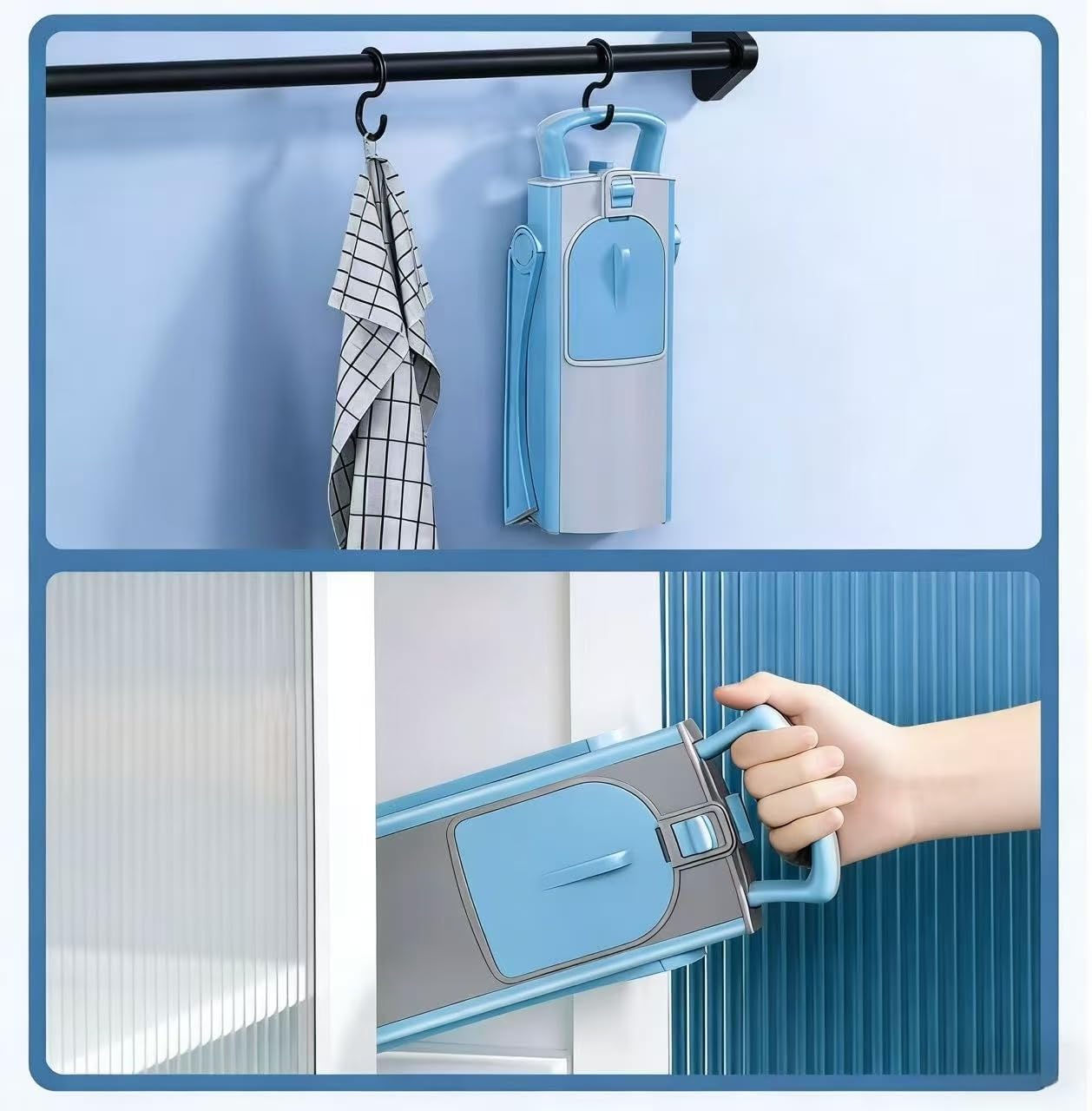 Multifunctional Mandoline Slicer, Adjustable Vegetable Chopper with 4 Cutting Modes, Extra Large Feed Slot, Foldable, Hand-Safe, Dishwasher Safe, for Commercial & Home Kitchen Use (Blue)