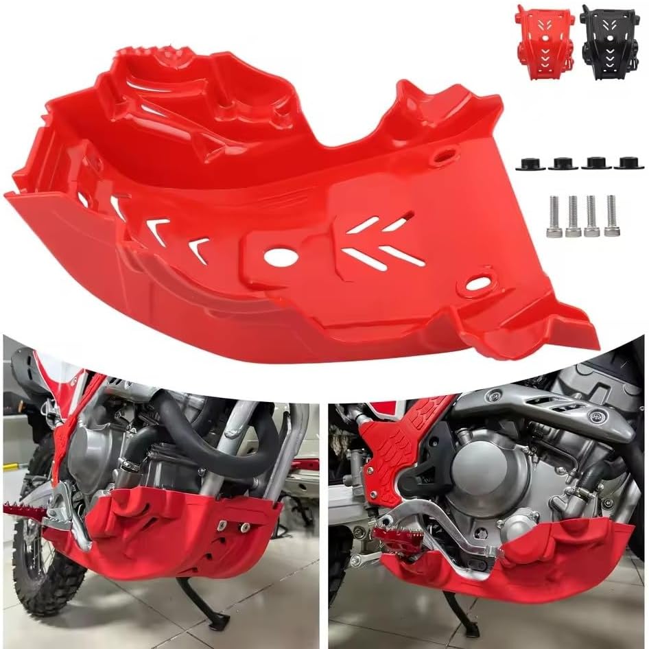 Mototcaycle Engine Protection Cover for Honda CRF300L CRF 300L 2021 2022 2023 2024 2025 2026 Chassis Under Guard Skid Plate Belly Pan Protector (Red)