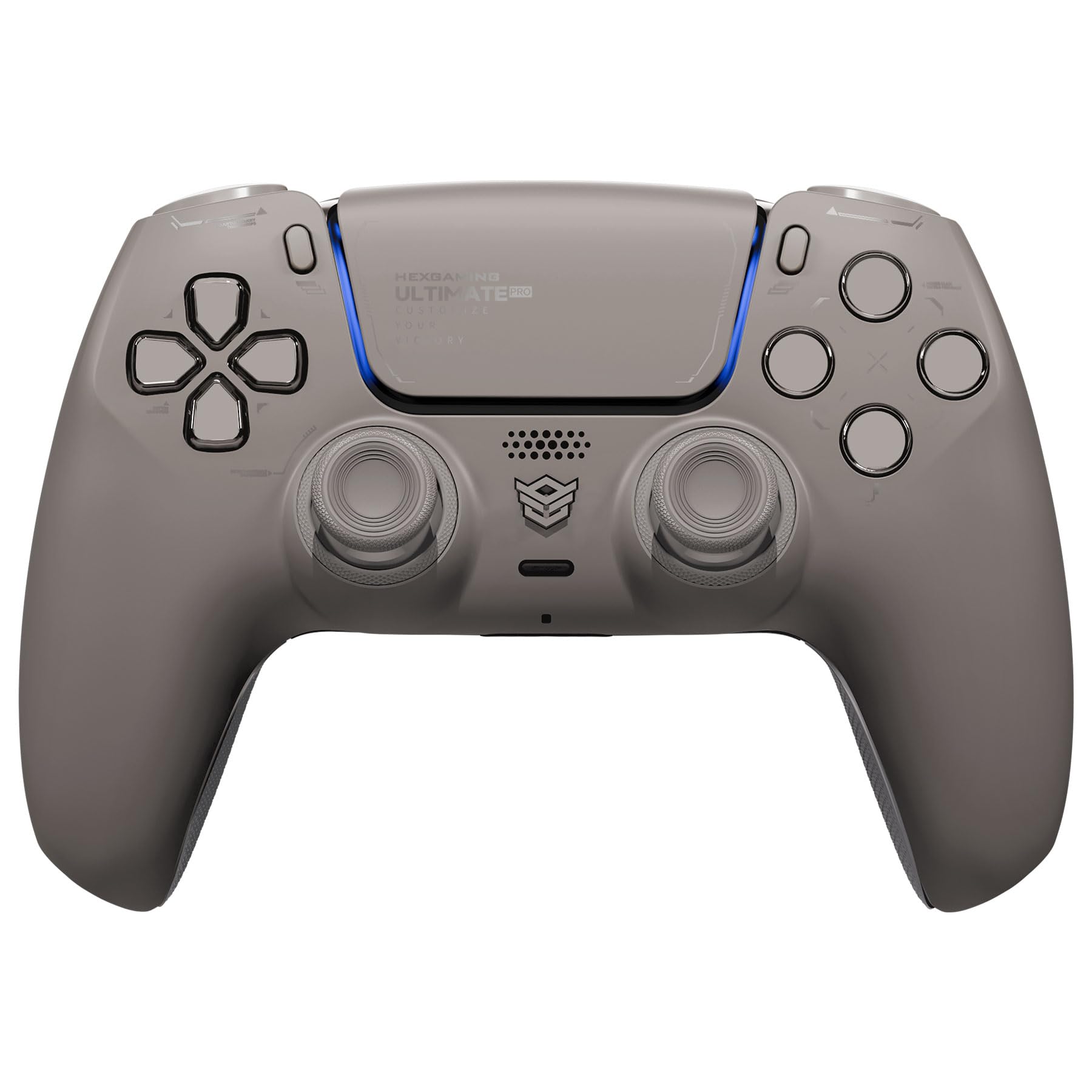 HEXGAMING ULTIMATE PRO Controller per ps5/PC,Wireless/USB Joystick Pro | 4 Tasti Posteriori Rimappabili&8 Levette Analogiche Effetto Hall&6 Profil&Trigger Grilletti Regolabili,Grigio Quantum