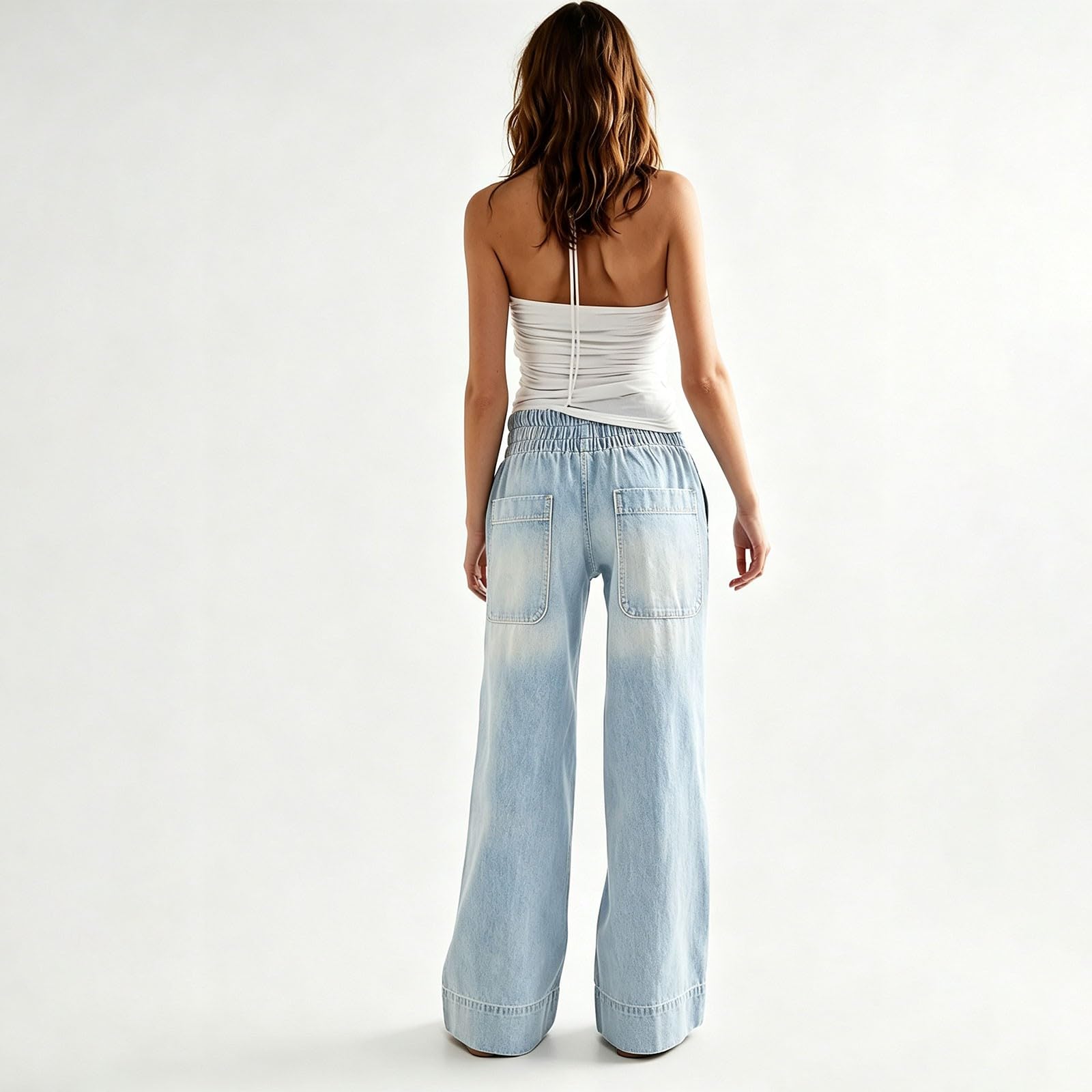 Jeanshose Damen High Waist Weites Bein - Denim Hose Damen Elegant | Locker Jeans Straight Jeanshosen Harajuku Palazzohose Mit Taschen Sommerhose Große Größe Cargohose Y2K Streetwear Denimhose