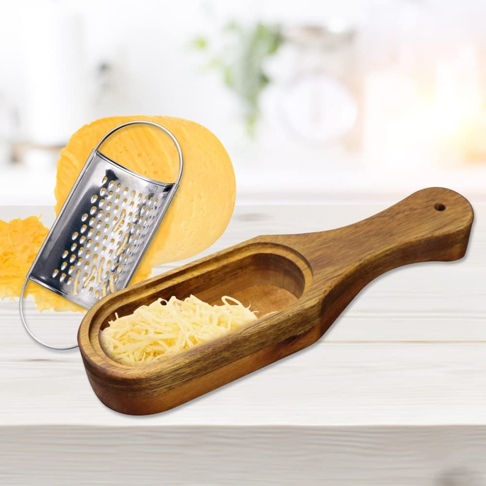 Rallador de queso de madera rústico marrón con espacio de almacenamiento, para queso, limón, chocolate