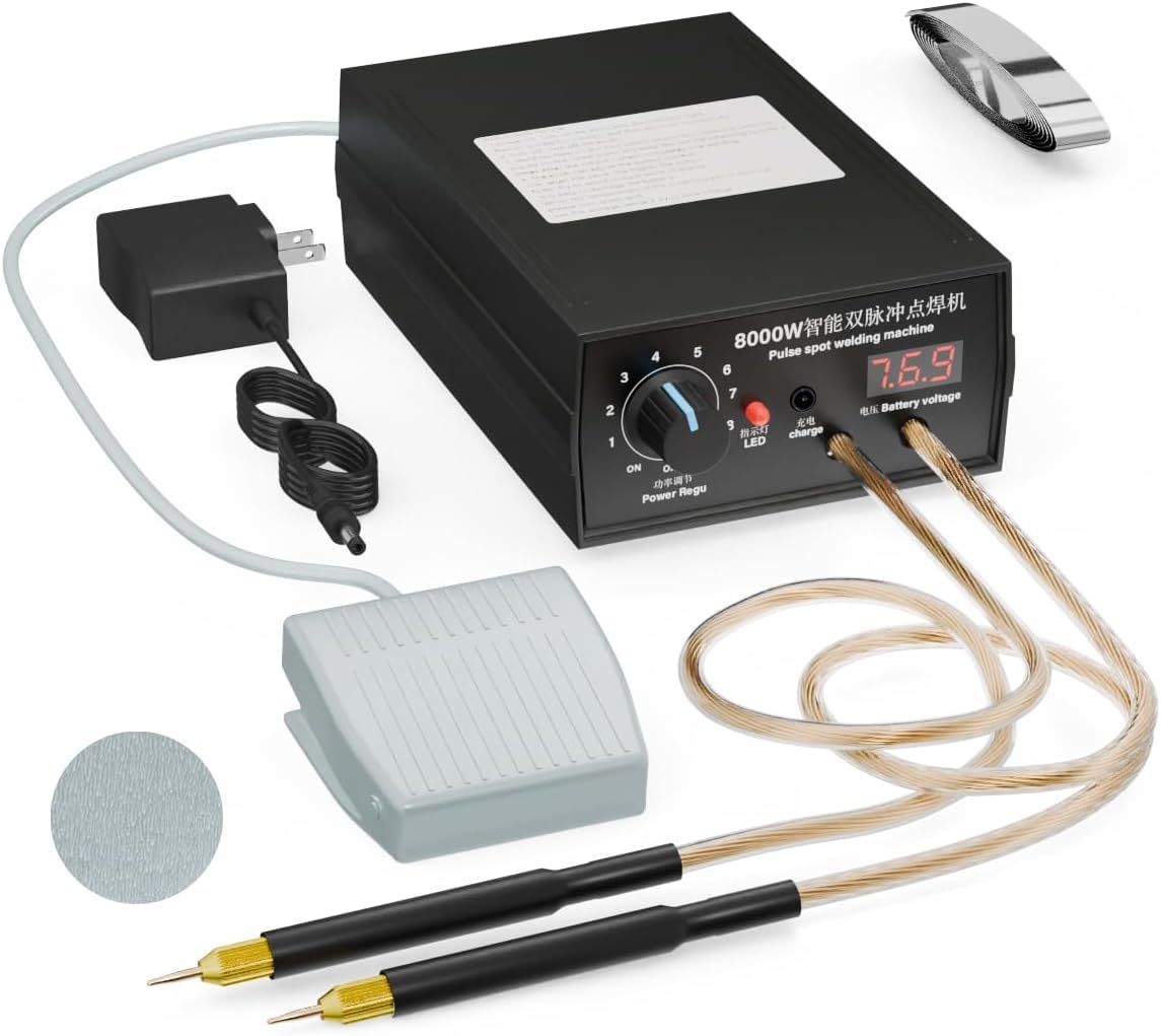 8000W Punktschweißgerät Akkus, Tragbares Punktschweißgerät DIY Kit, Handschweißgerät mit Nickelband, Einstellbare Schweißgeräte für Punktschweißmaschinenset