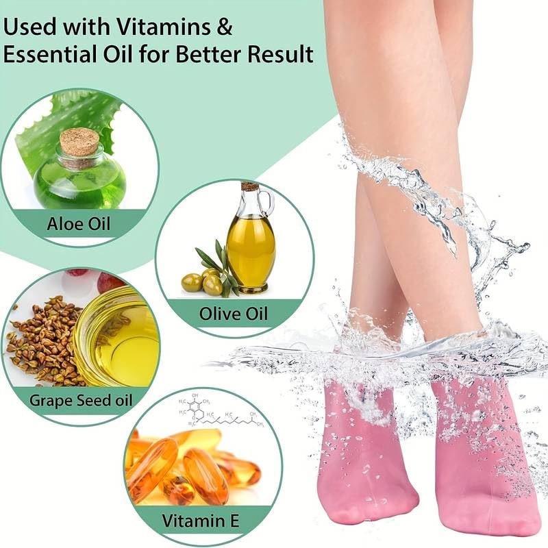 KANISYA Silicone Moisturizing Gel Socks Set for dry Skin, socks women Men & girls winter cracked heel pain Dry Cracked Foot Waterproof Spa Useful Repairing Crack Heel Softening Rough And Sock Pedicure 1