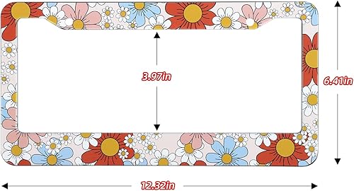 Miniatura 9 de Paquete de 2 marcos de matrícula con estampado de vaca, lindo animal blanco y negro, cubierta universal de aluminio para etiquetas de automóvil con