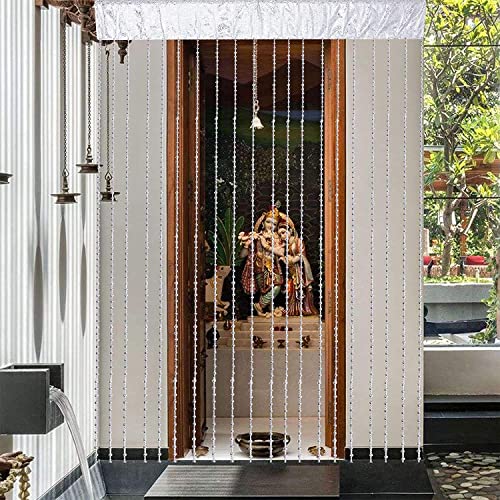 Image of Amazon Brand - Solimo PVC Standard Bead Curtain - (Silver, 1 Piece)