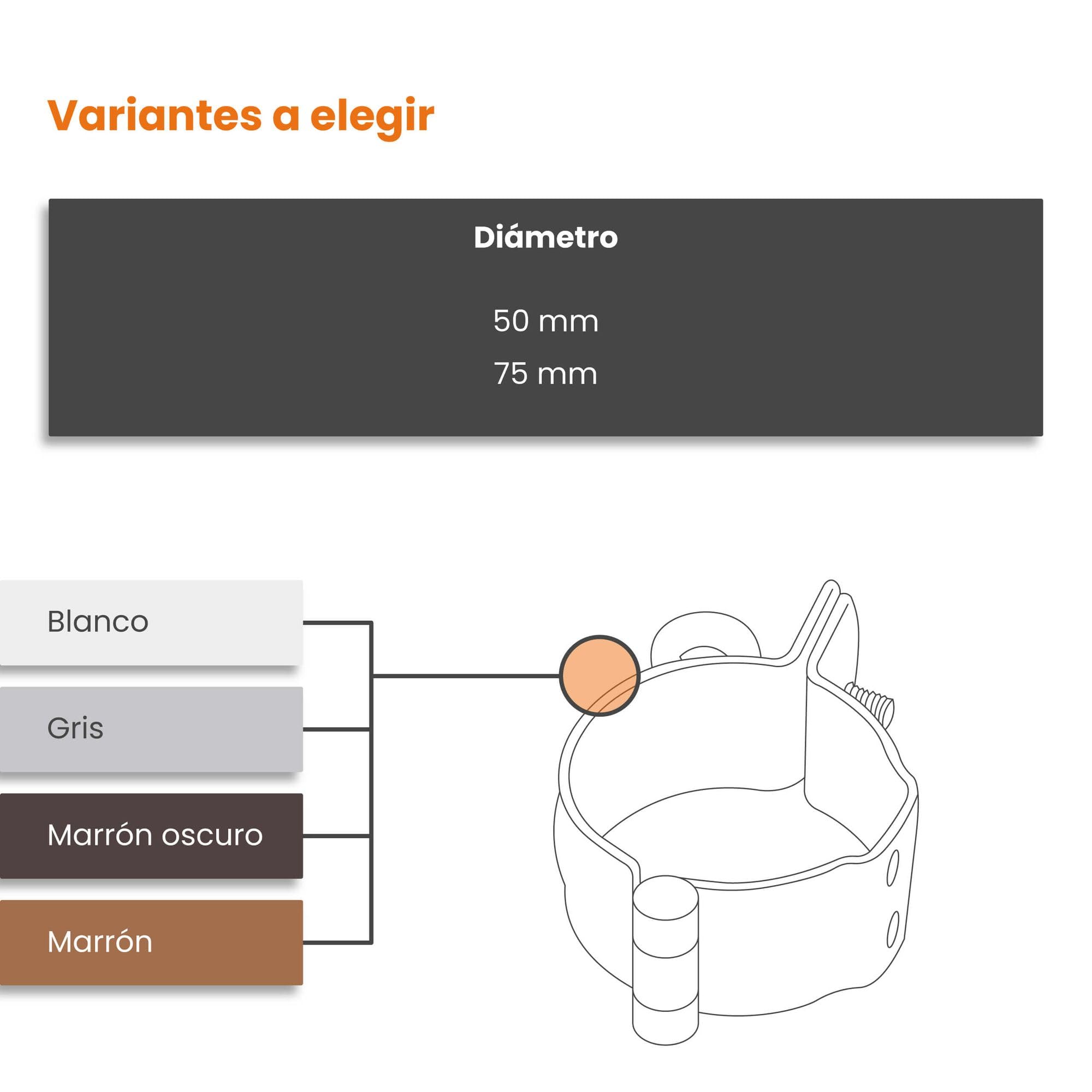 INEFA 25x Abrazadera de tubo para montaje atornillado 75mm Gris | Acero revestido de plástico, fijación de bajante, accesorio de canalón