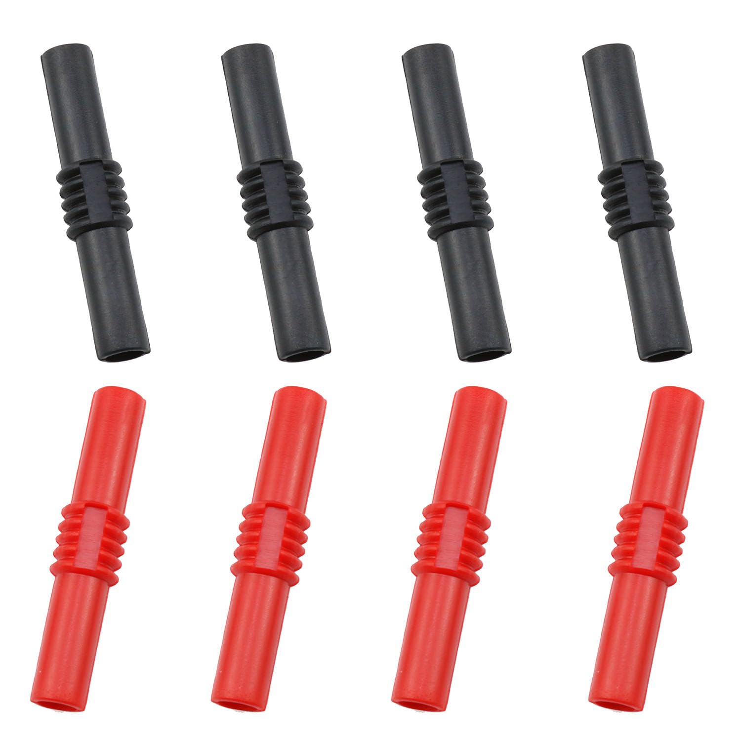 Haidong Banana Plug Coupler Insulated 4mm Banana Jack Female to Female Banana Socket Jack Connectors for 4mm Banana Plug Extension Adapter (4pcs red