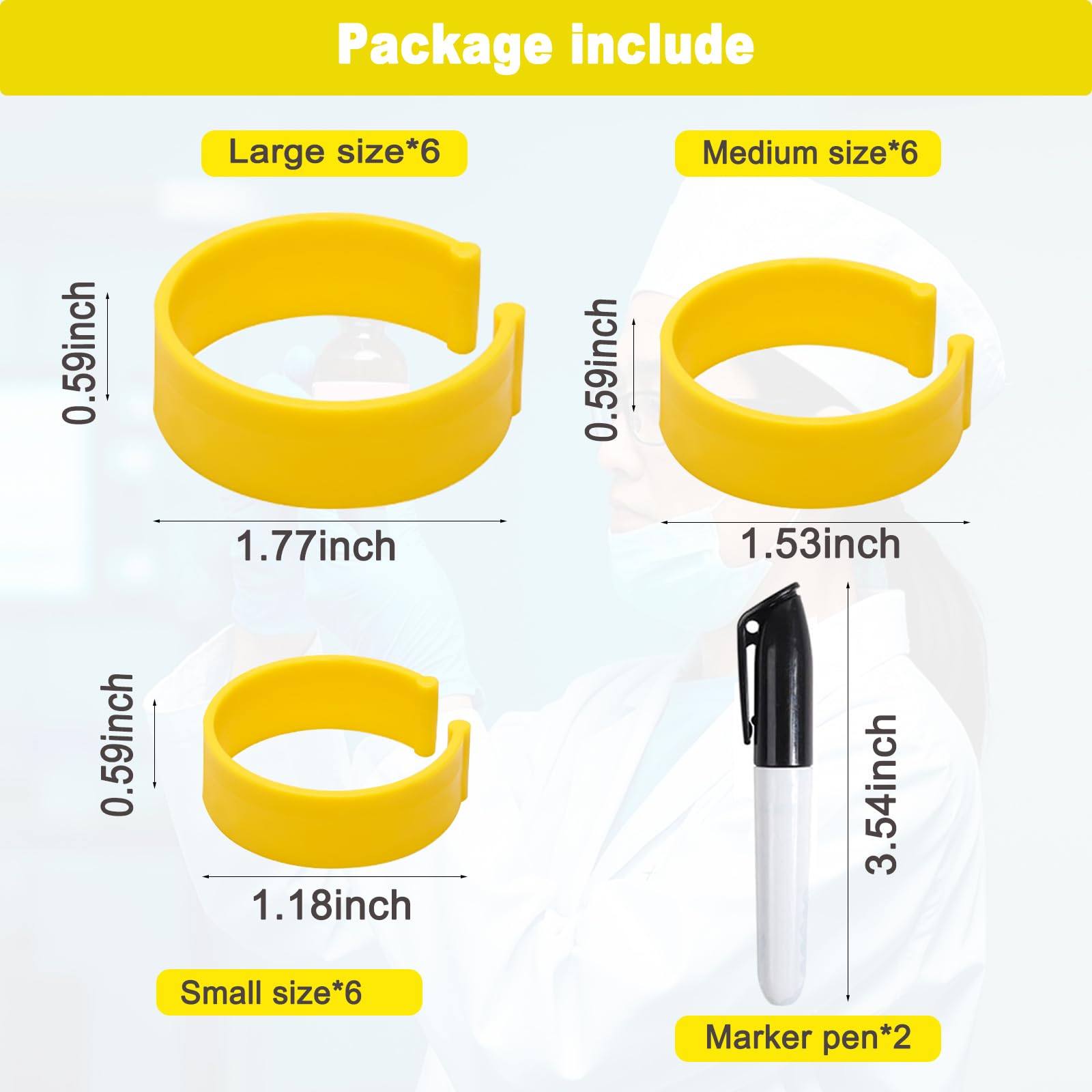 18-Pack RX Clips for Pill Bottles, Reusable Medicine Bottle Label Clips with 2 Erasable Markers, Fits 1.2