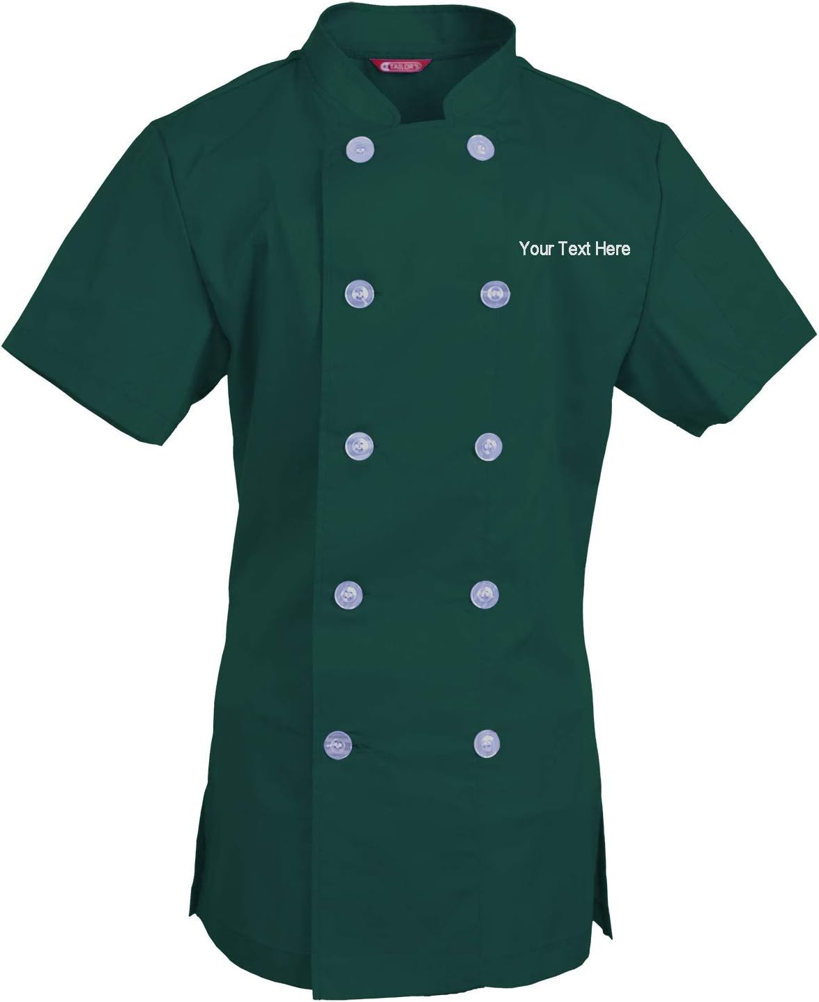 Embroidered Women's Chef Coat Short Sleeve Chef Shirt Cook Coat Personalized with Your Text