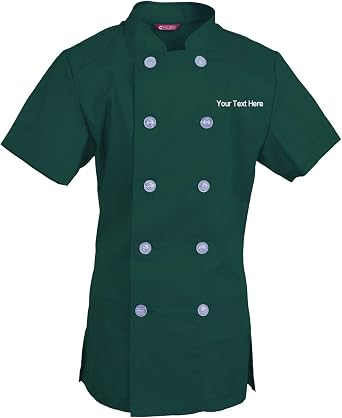 Embroidered Womens Chef Coat Short Sleeve Chef Shirt Cook Coat Personalized with Your Text