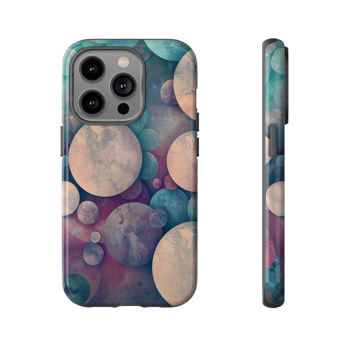 Coque rigide iPhone 14 Pro motif cercles multicolores rêveurs - 5
