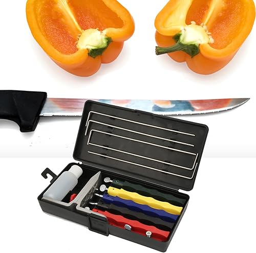 Miniatura 8 de Ejoyous Juego de afilador de cuchillos, juego de afilar con 5 piedras de afilar, abrazadera, varillas guía, caja de transporte, sistema de afilado