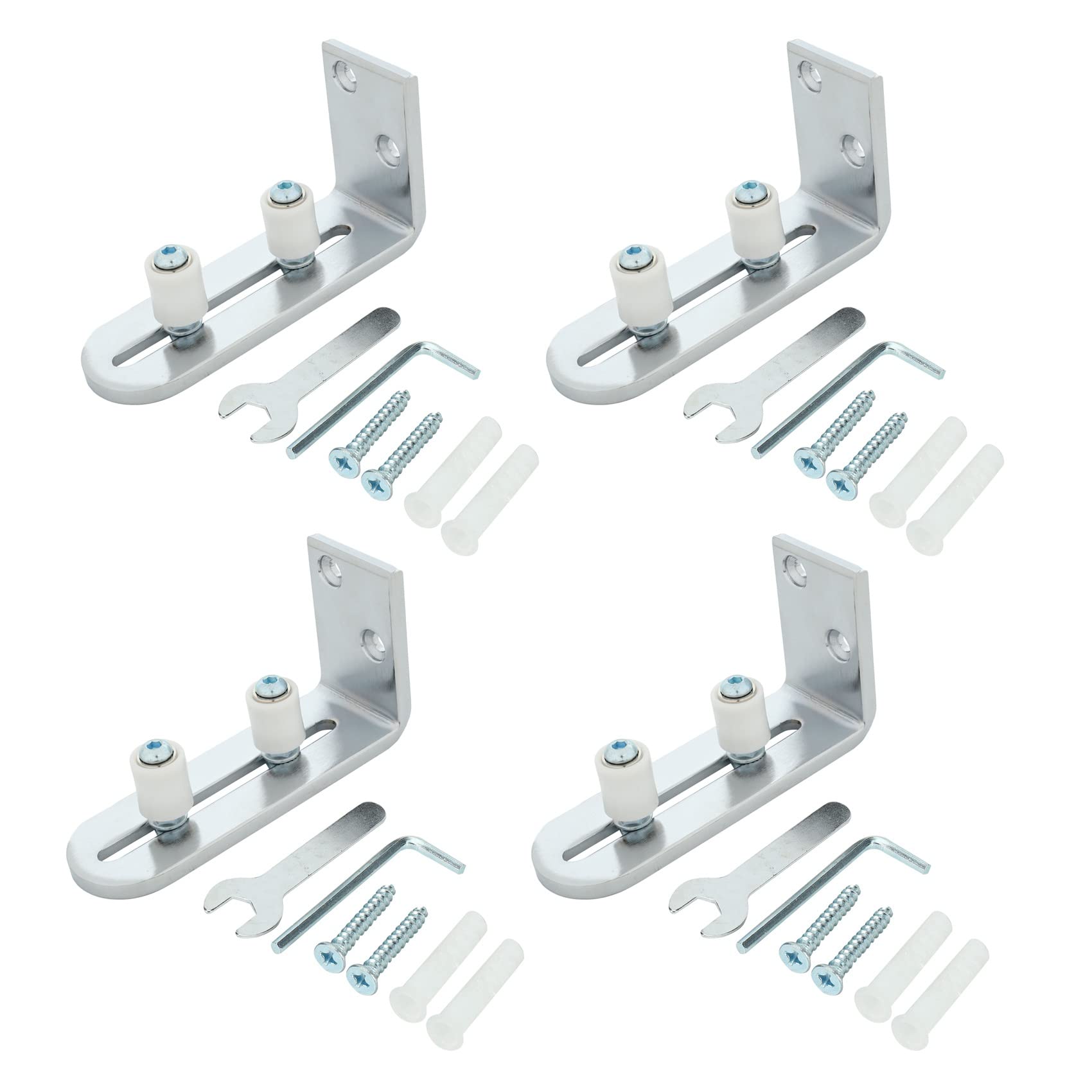 Jnchdghwa Silver 4X Floor Guide For Bottom Of Sliding Barn Doors Adjustable Wall Mount Stay Roller Guide Ball Bearings