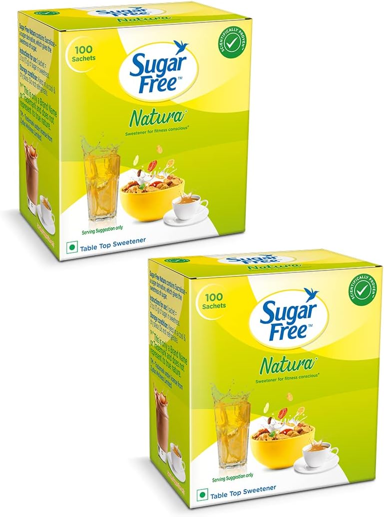 Sugar Free Natura, 100 Sachet (Pack of 2) |100% Safe| Scientifically Proven & Tested|Sweet like Sugar but with zero calories|