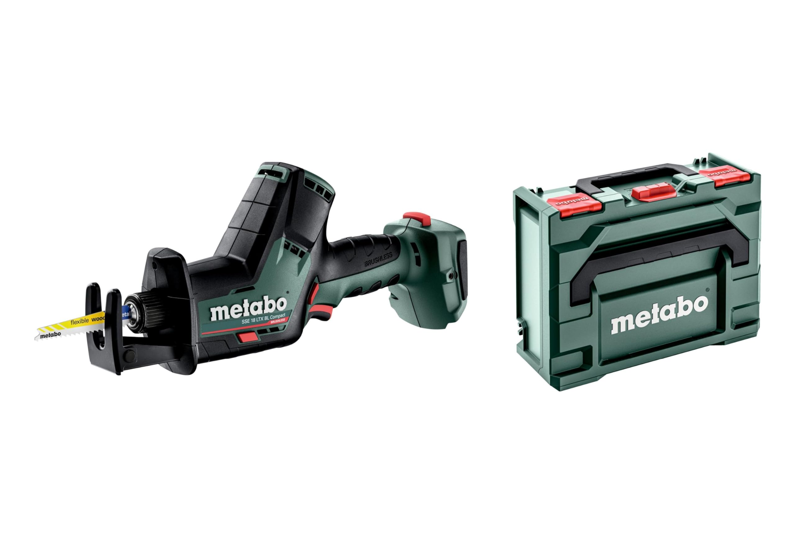 Metabo Akumulatorowa piła szablasta SSE 18 LTX BL Compact (602366840) 18 V; metaBOX 145, napięcie akumulatora: 18 V, prędkość skokowa przy biegu jałowym: 0-3000 /min, skok brzeszczotu: 16 mm