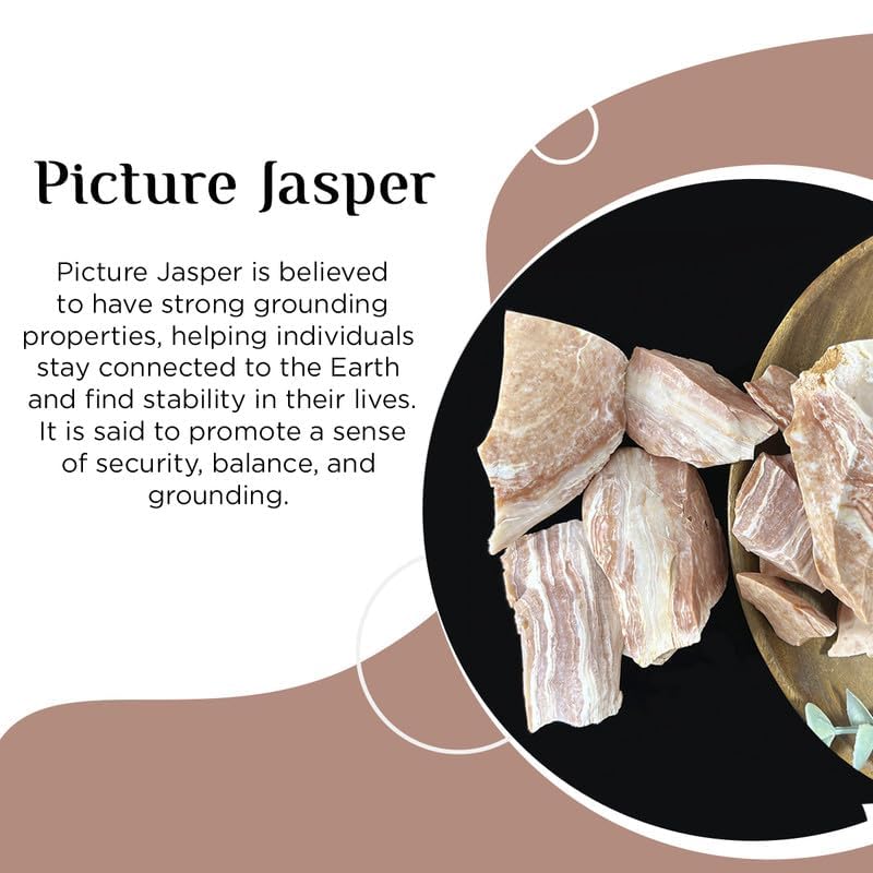 Image of Picture Jasper Raw Stone 500g | 2-4 Pcs of Natural Healing Crystal for Grounding, Strength & Balance | Decorative Stones for Home Decor, Living Room, Office & Showpiece