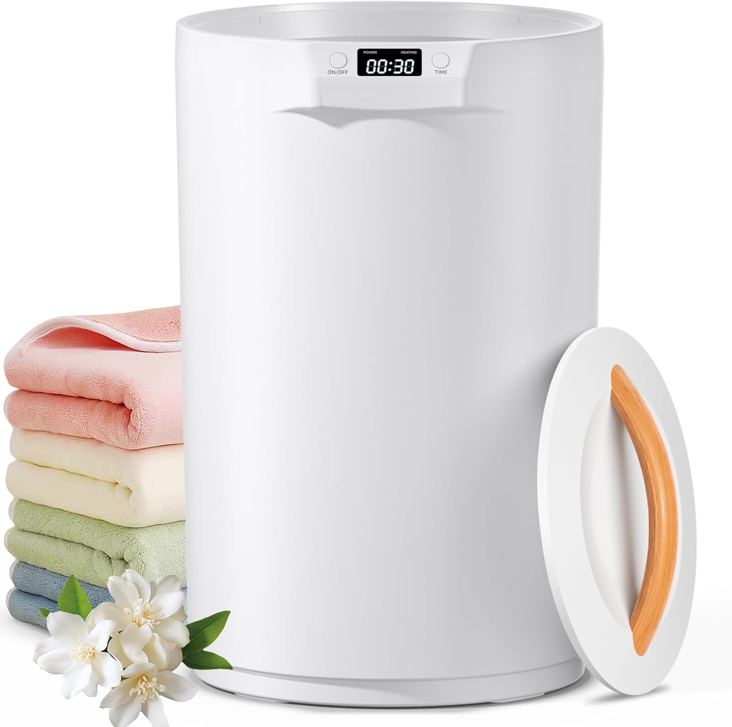 Towel Warmers for Bathroom, 20L Large Towel Warmer Bucket, Fits Up Two 40"X70" Oversized Towels, Bathrobes, Blankets, Towel Heater with LCD, 4 Timer Setting and Auto Shut Off(white)