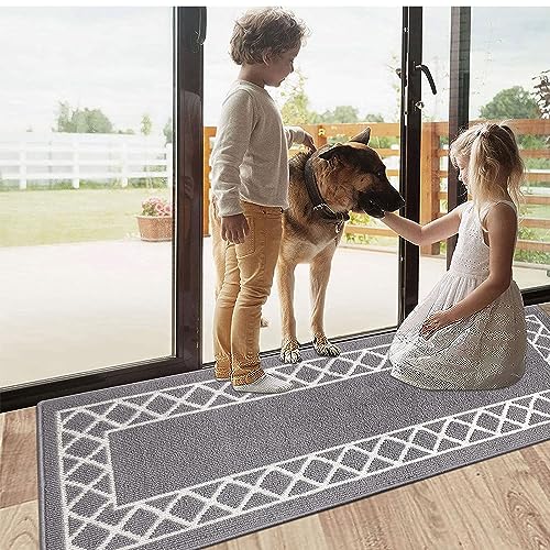 SHACOS Grey Runner Rug for Hallway 50 x 150 cm Non Slip Hall Runners Narrow Rug Washable Kitchen Rugs Carpet Runner for Entryway Kitchen Laundry Room - Image 2