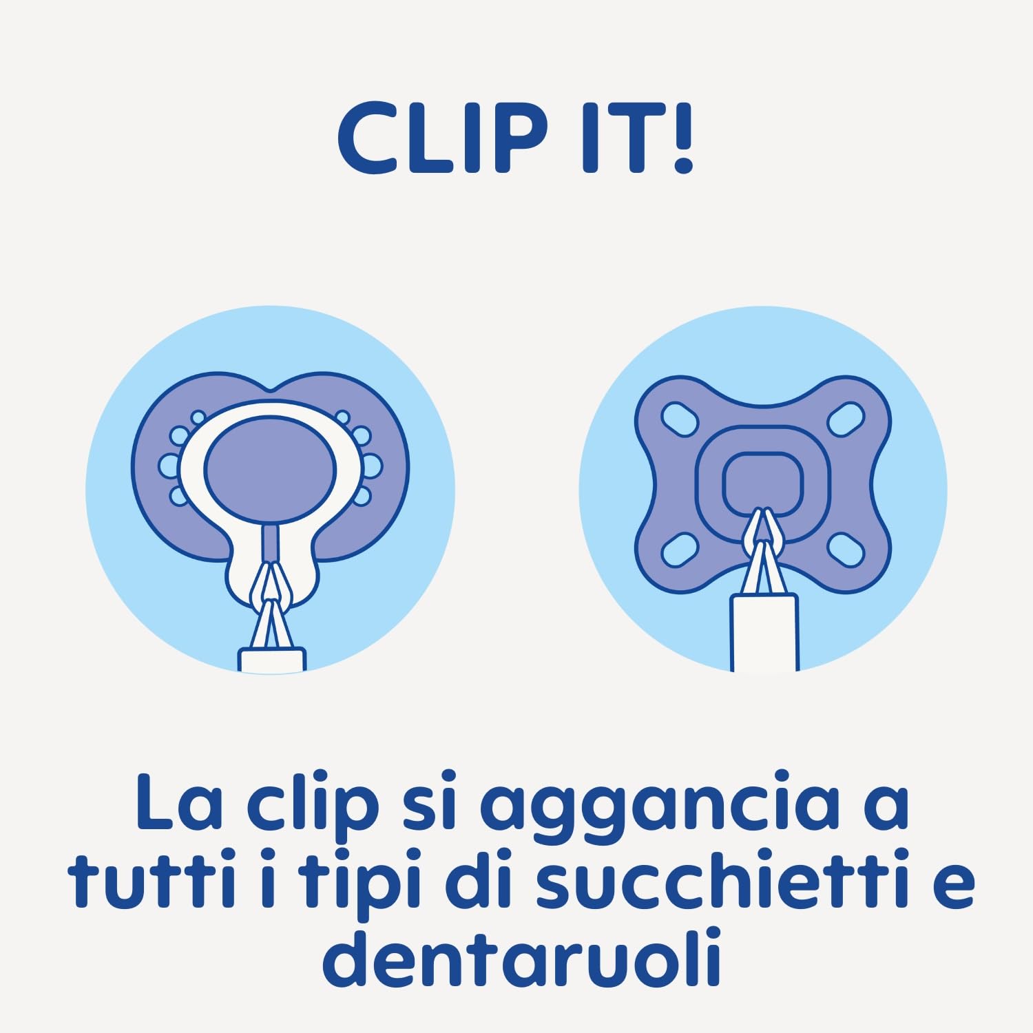 MAM Clip & Cover Catenella Portaciuccio, Catenella ciuccio 0+ mesi regolabile con chiusura a velcro e salvasucchietto, Compatibile con accessori neonato, succhietti e dentaruoli, Azzurro